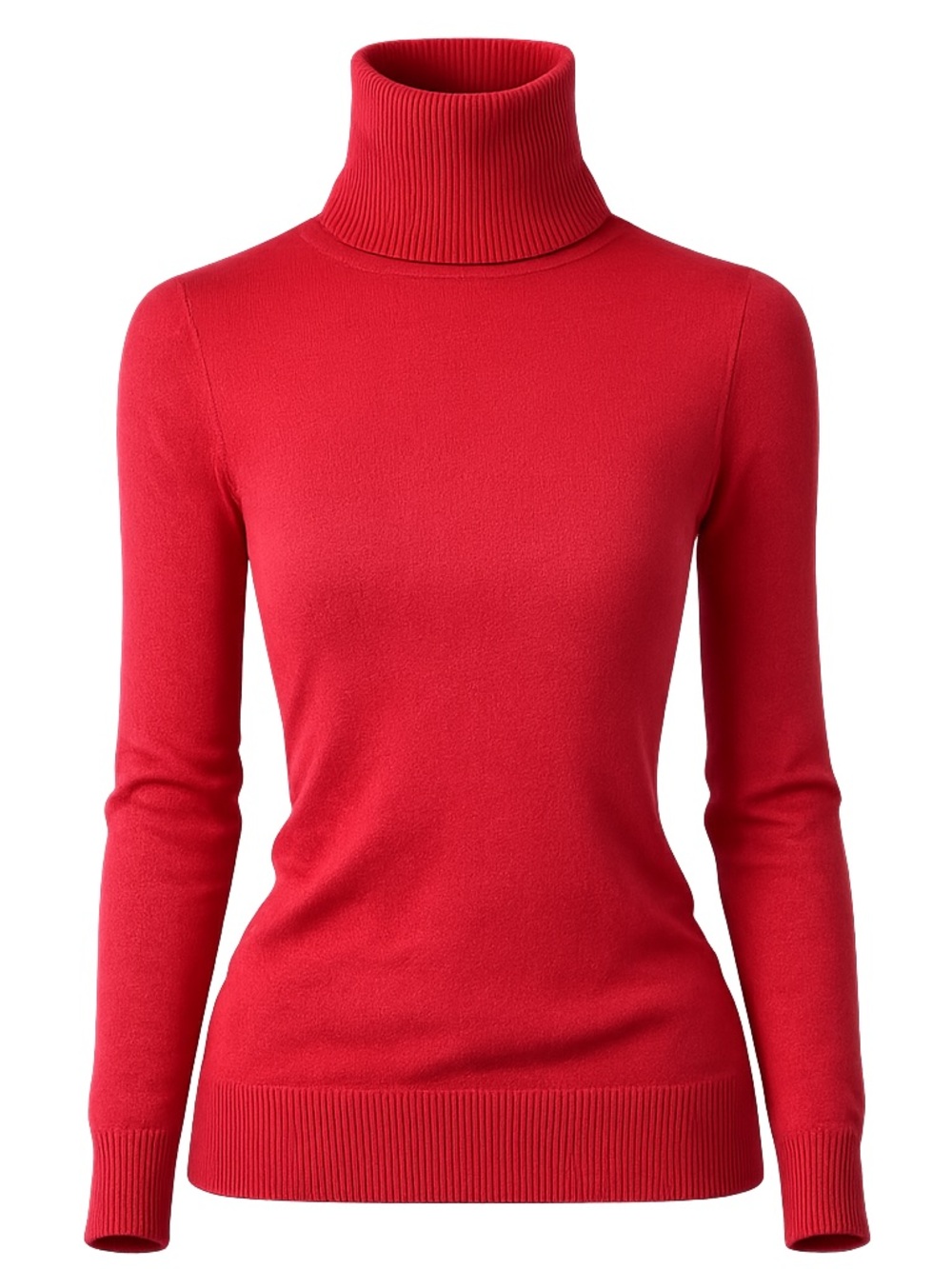 Women's Classic Red Turtleneck Sweater Minimalist Quiet Luxury Knit XS